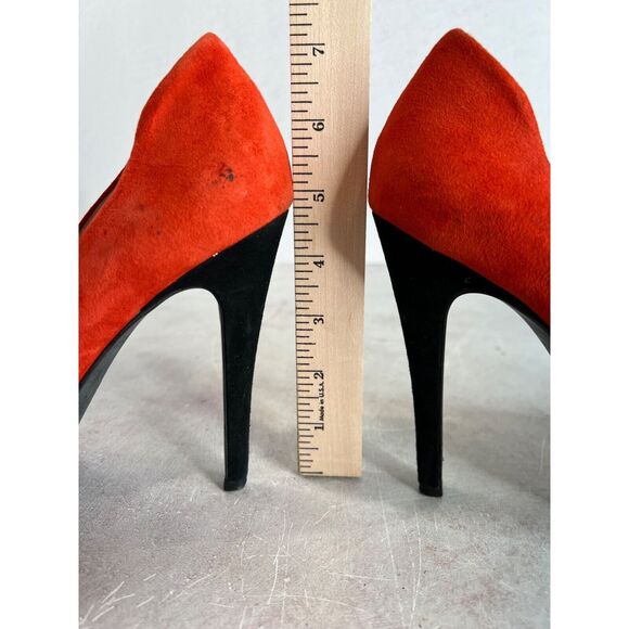 BCBGeneration Women Red Black Suede Leather High Heels Size 9 39 Mod‎ Edgy - Picture 5 of 14